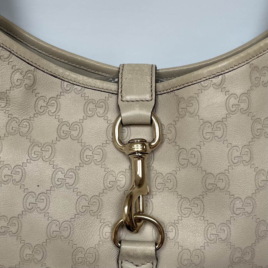 Gucci Guccissima Jackie Leather Cream Shoulder Bag