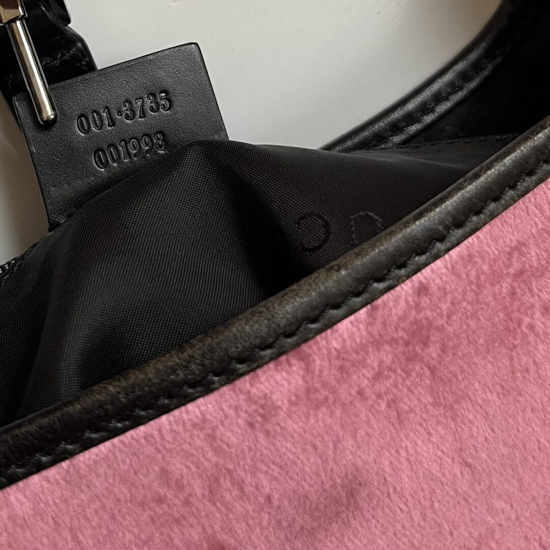 Gucci Pink Velvet Jackie Shoulder Bag