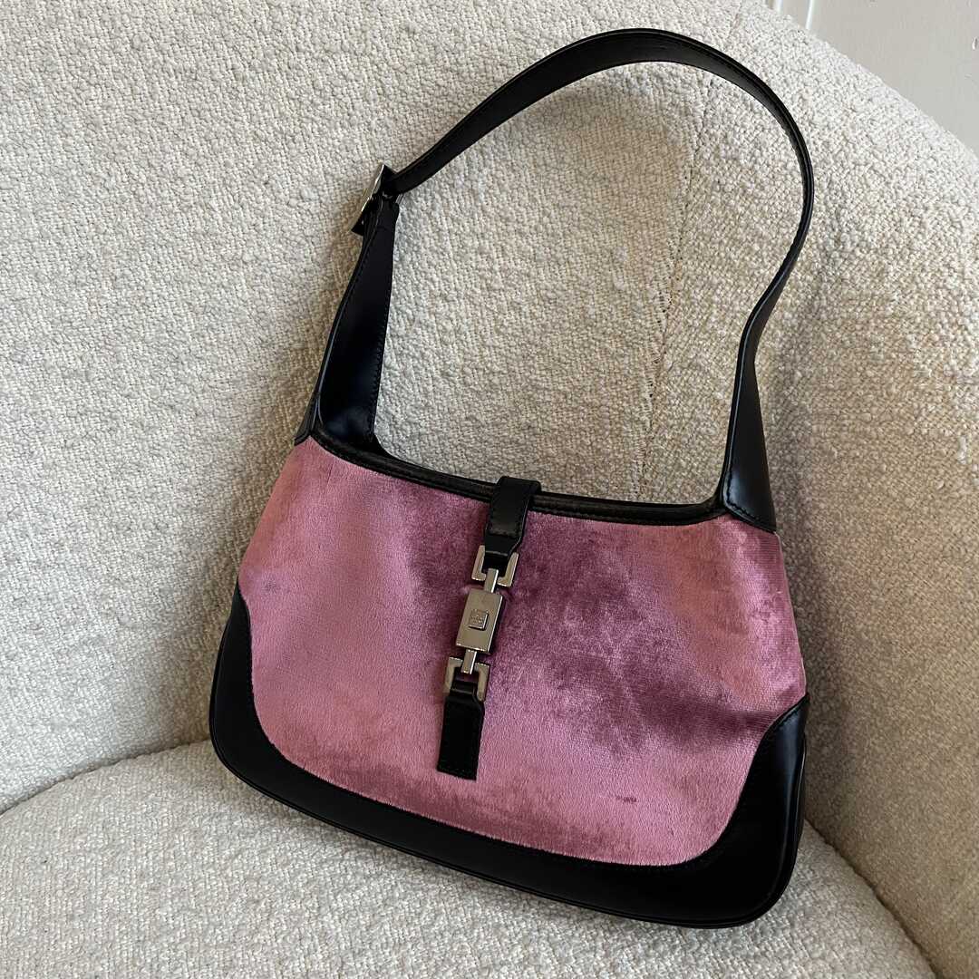 Gucci Pink Velvet Jackie Shoulder Bag