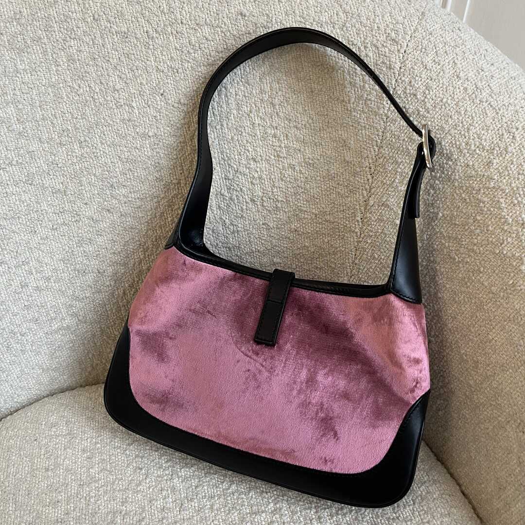 Gucci Pink Velvet Jackie Shoulder Bag