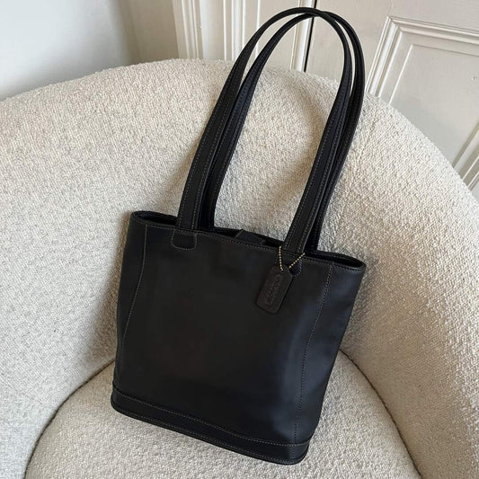 90s Coach Leather Black Tote Bag