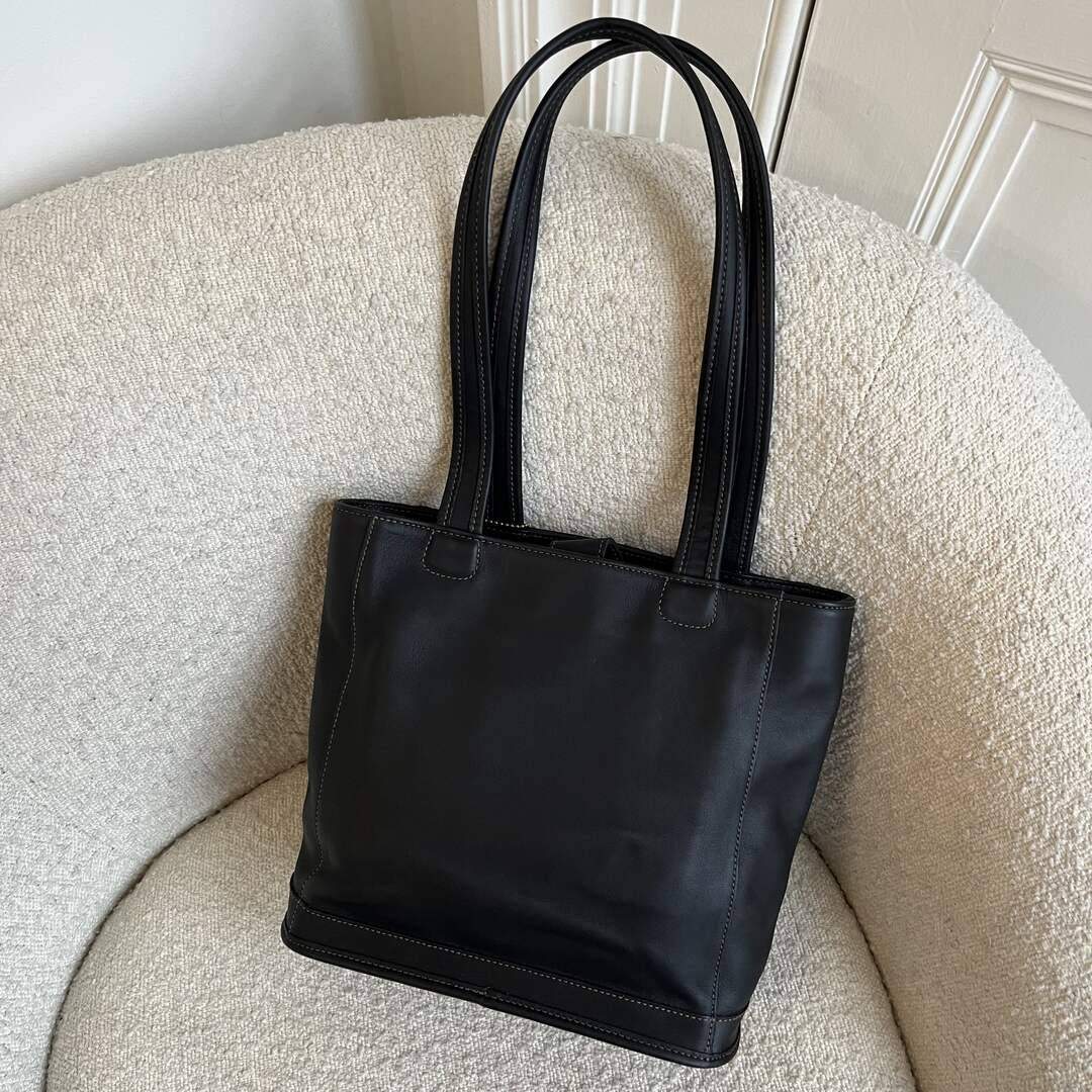 90s Coach Leather Black Tote Bag