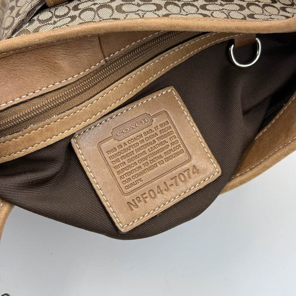 Coach Mini Signature Hobo Buckle Brown Shoulder Bag
