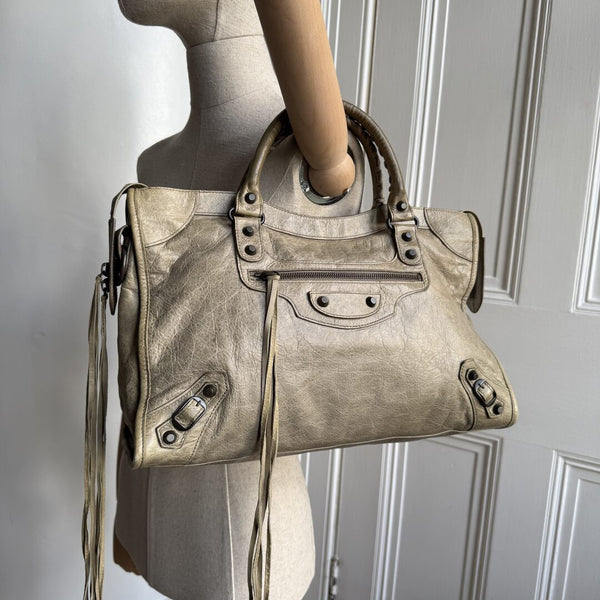 2009 Balenciaga The City Leather Khaki Handbag