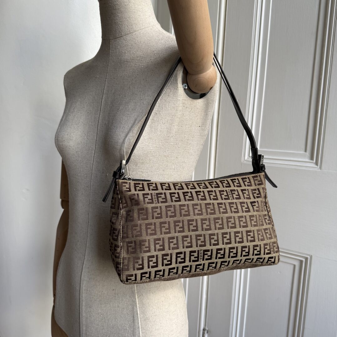 Fendi Zucchino Brown Shoulder Bag