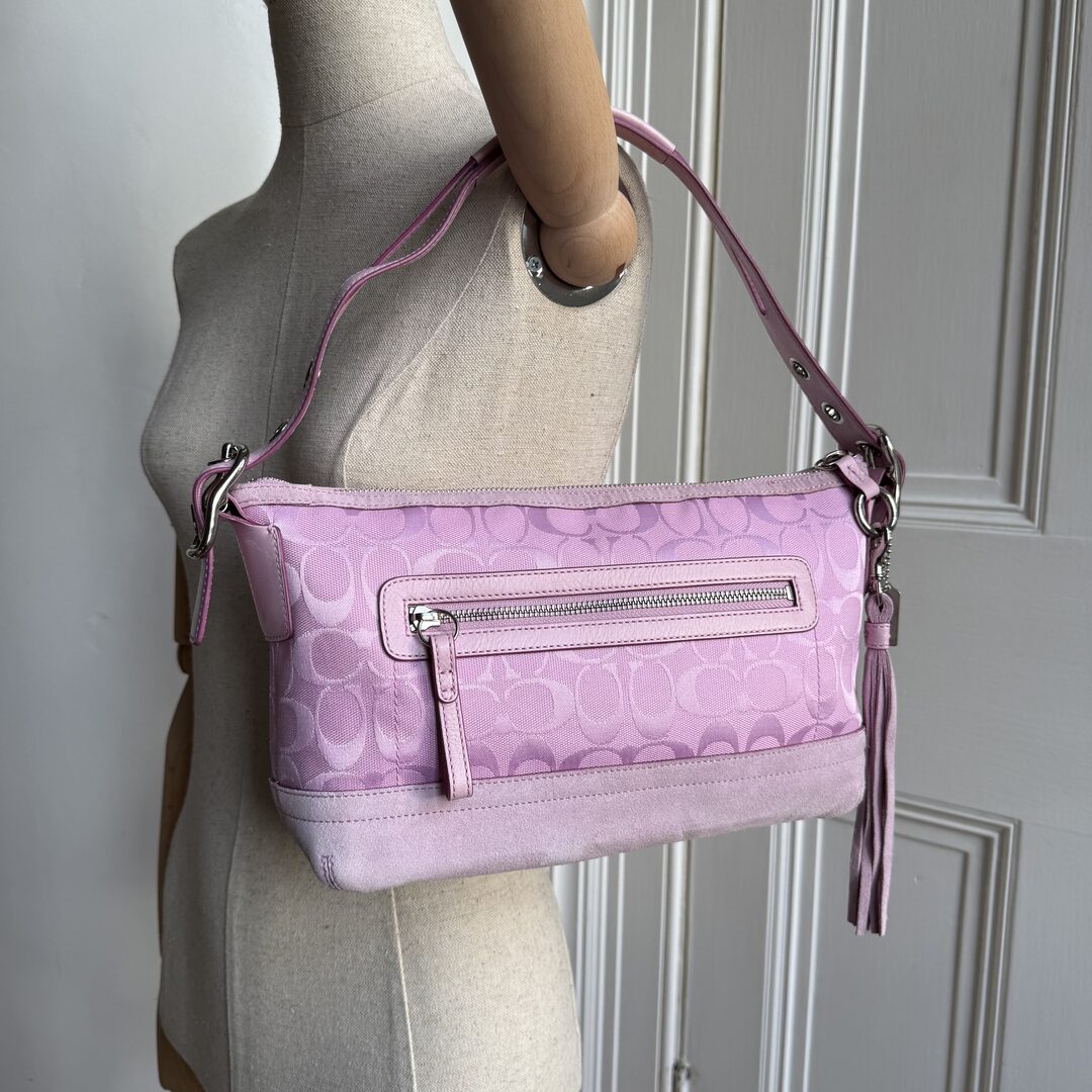 Coach Signature Tassel Pink Shoulder Bag