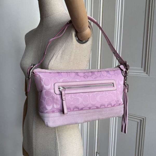Coach Signature Tassel Pink Shoulder Bag