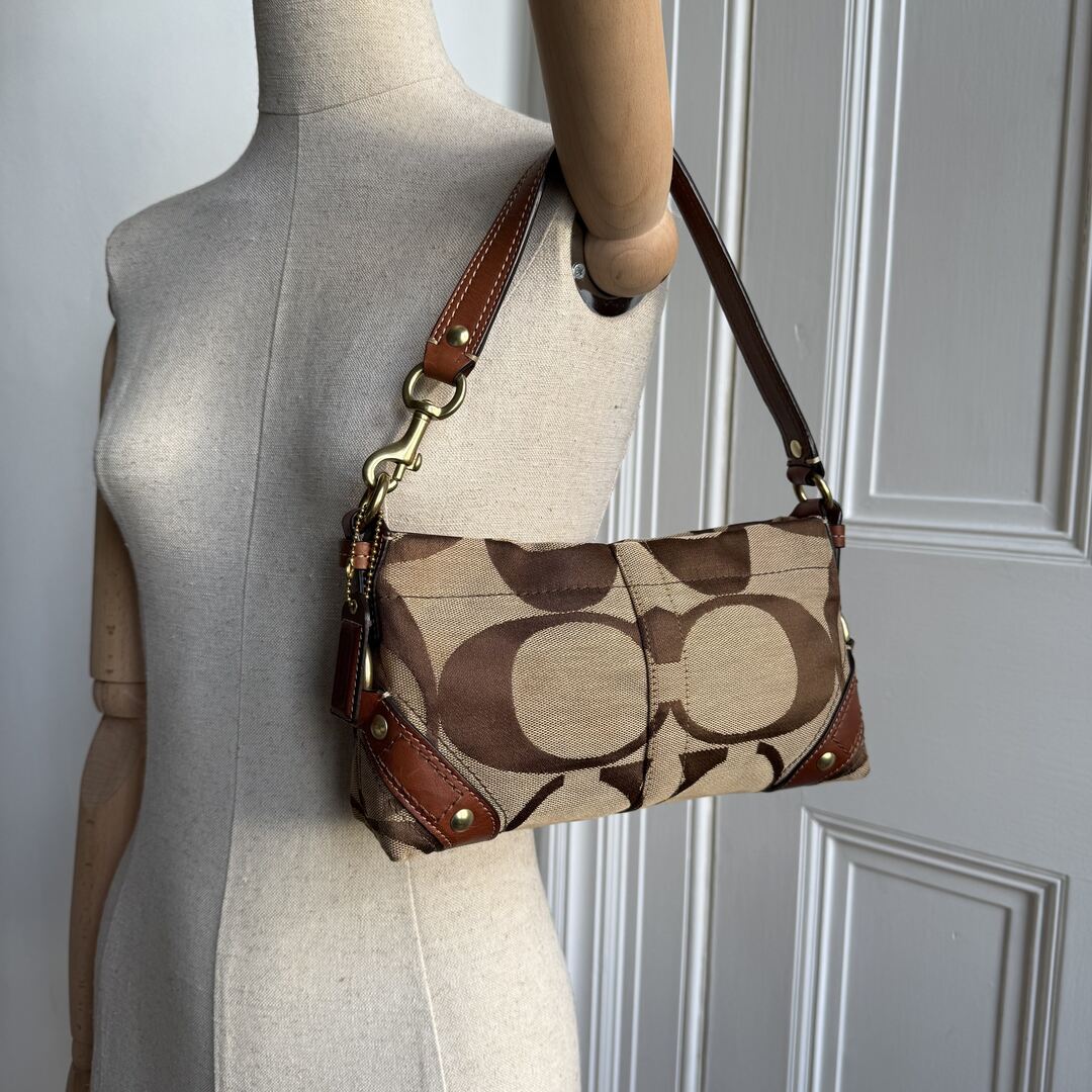 Coach Signature Studded Brown Mini Handbag