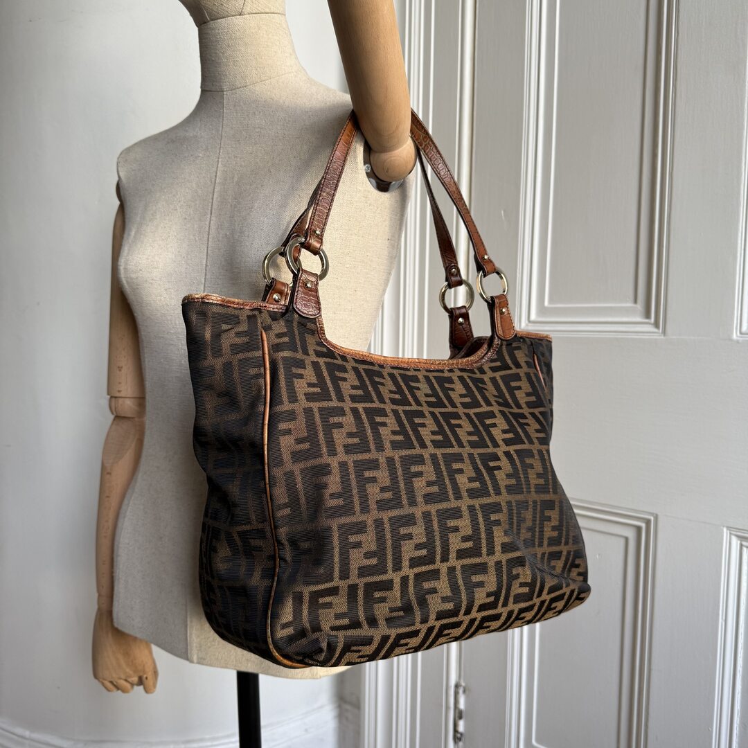 Fendi Zucca Canvas Brown Tote Bag