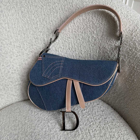 2002 Dior Saddle Denim Blue Handbag