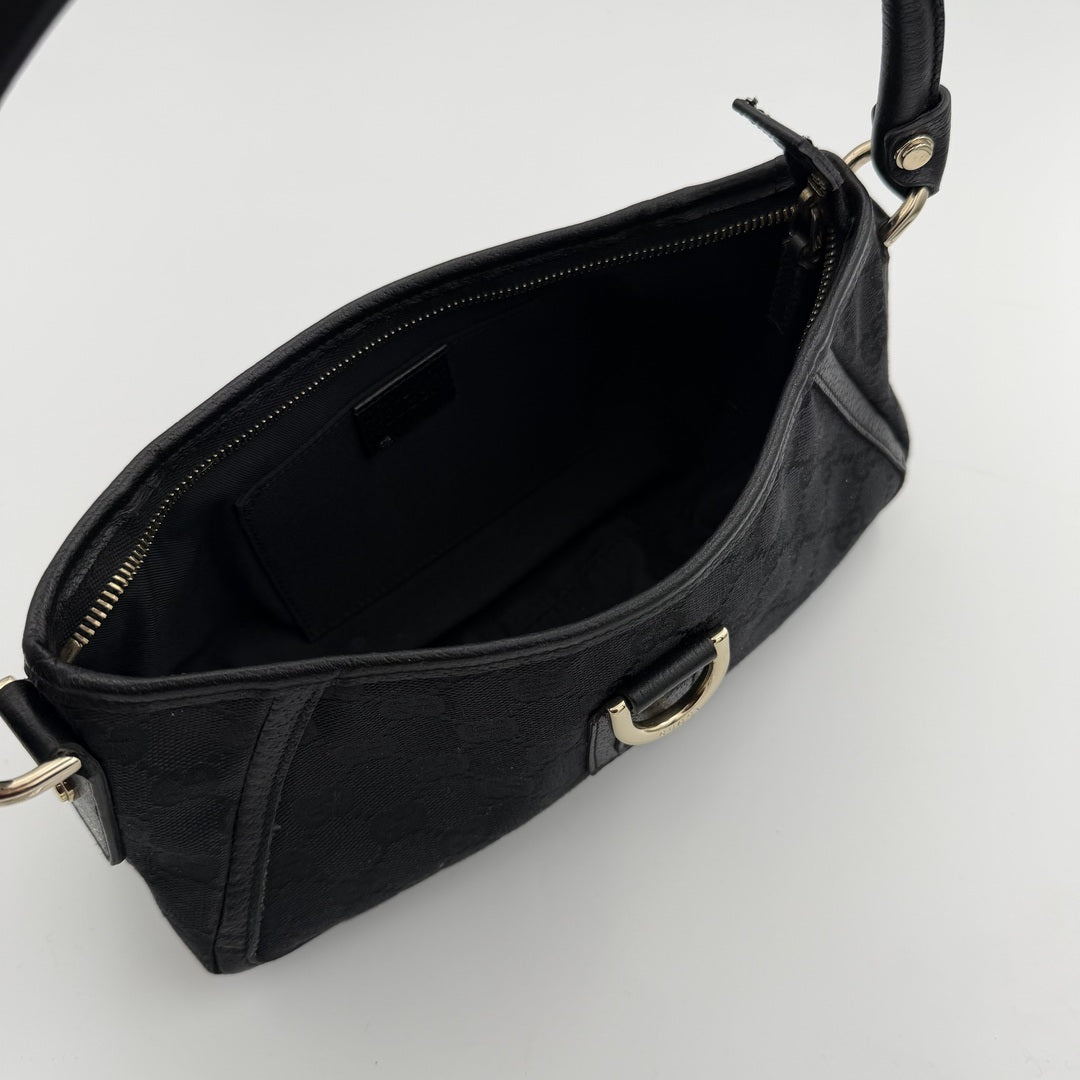 Gucci GG Canvas Mini Abbey D Ring Black Shoulder Bag