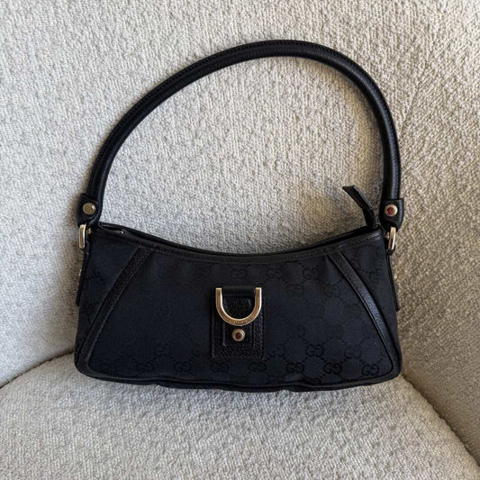 Gucci GG Canvas Mini Abbey D Ring Black Shoulder Bag