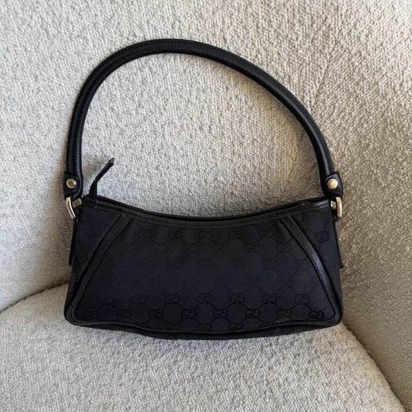 Gucci GG Canvas Mini Abbey D Ring Black Shoulder Bag