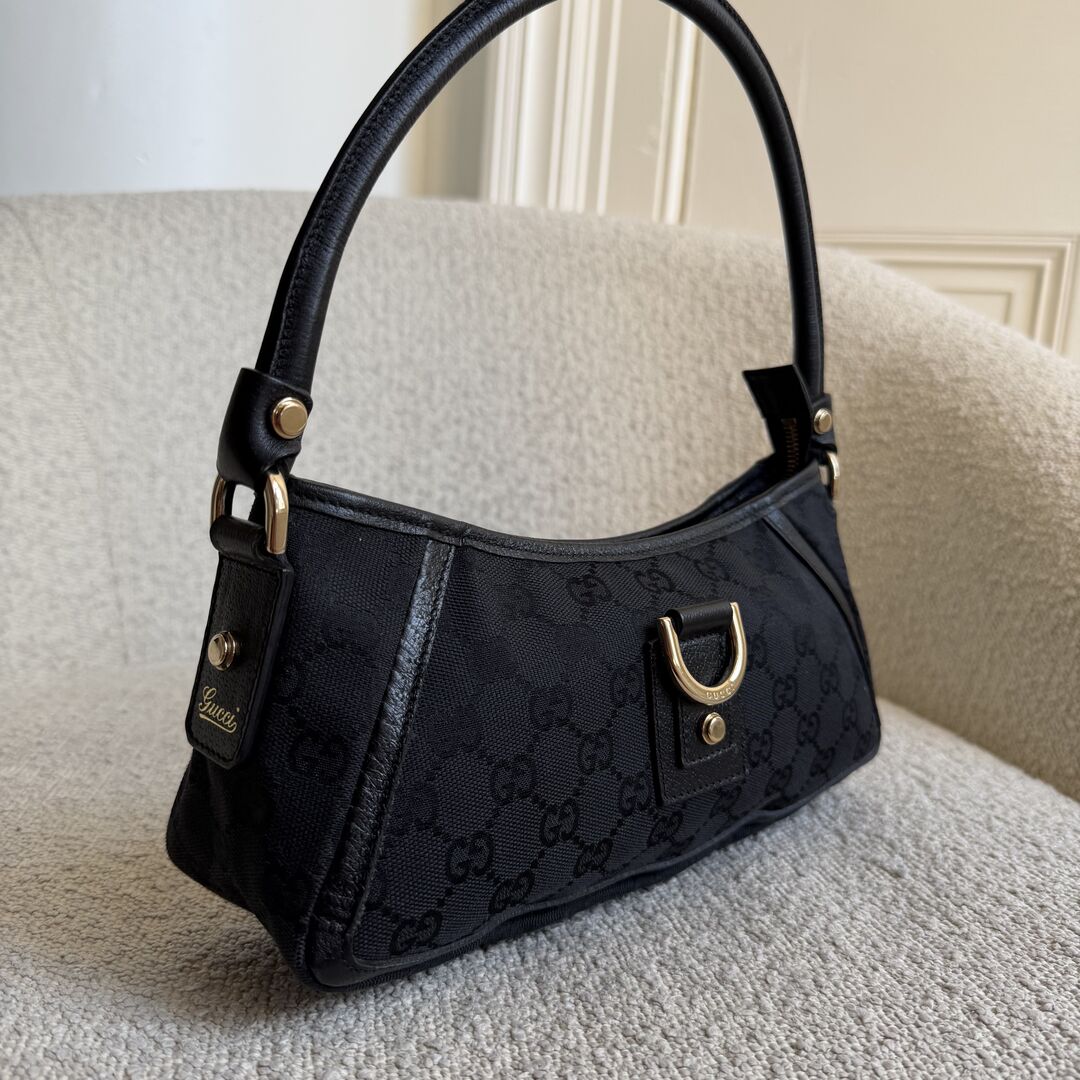 Gucci GG Canvas Mini Abbey D Ring Black Shoulder Bag