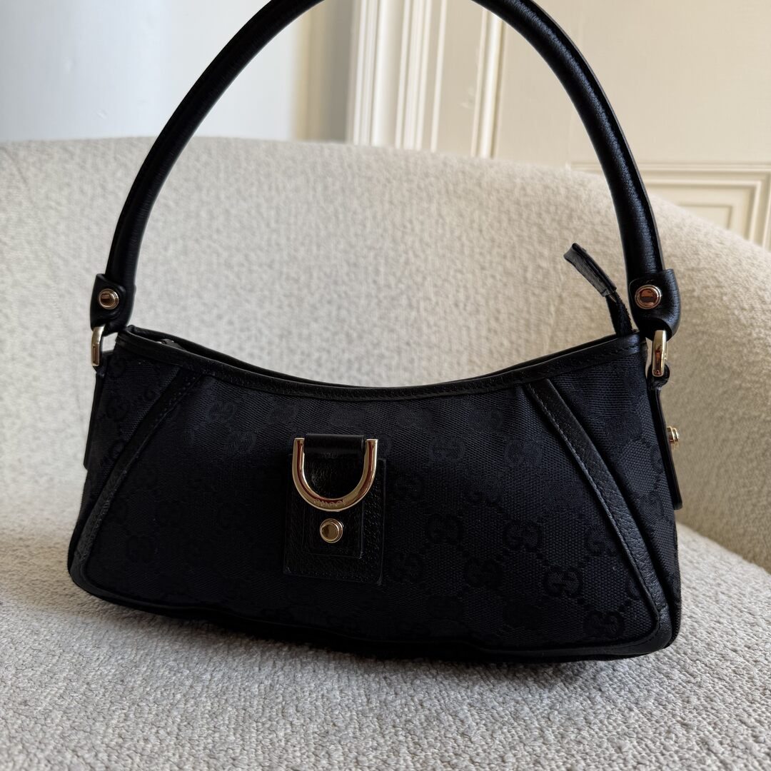 Gucci GG Canvas Mini Abbey D Ring Black Shoulder Bag