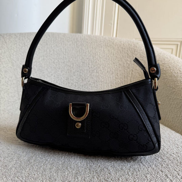 Gucci GG Canvas Mini Abbey D Ring Black Shoulder Bag