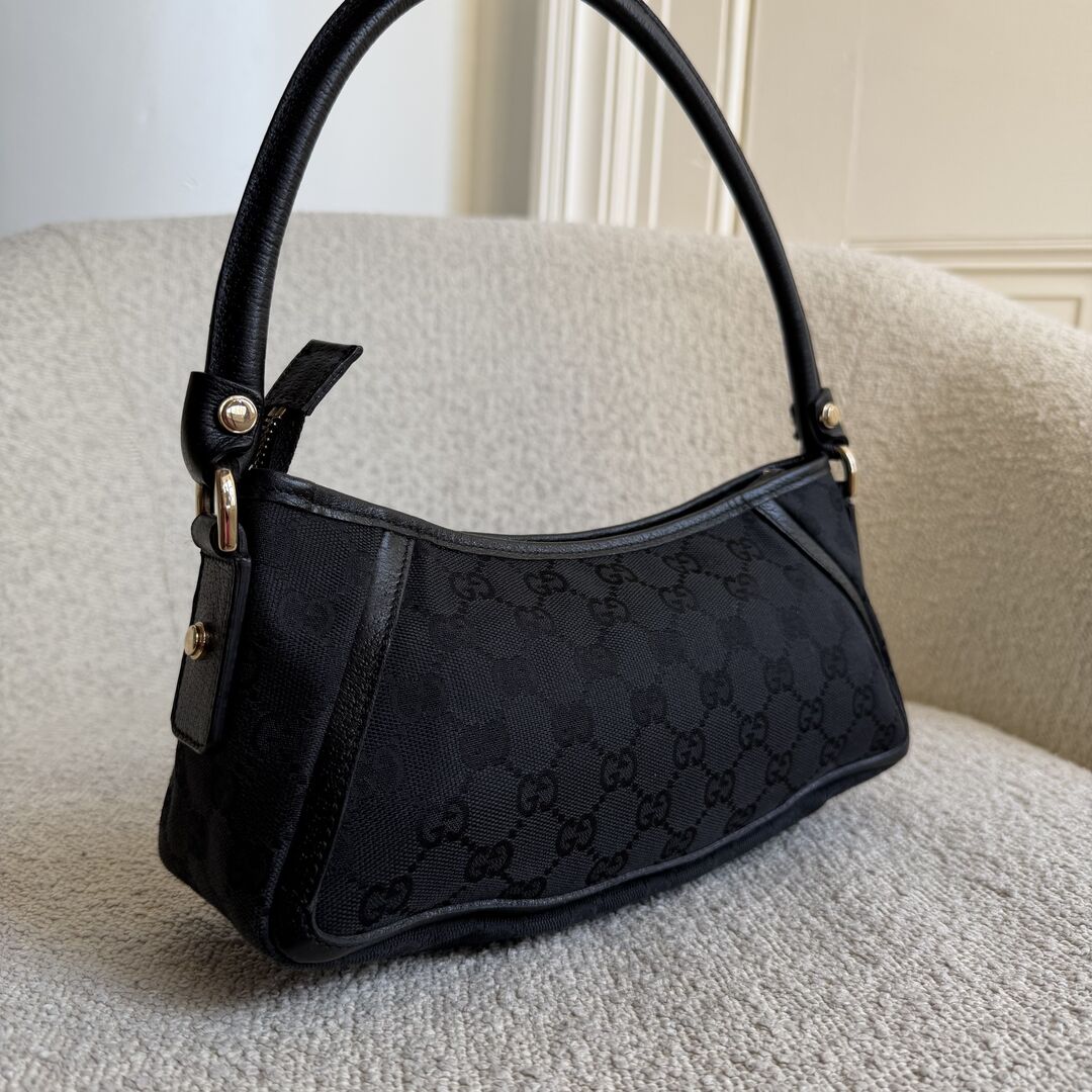 Gucci GG Canvas Mini Abbey D Ring Black Shoulder Bag