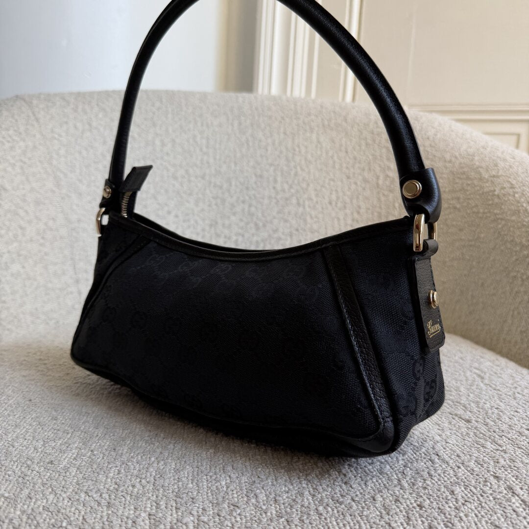 Gucci GG Canvas Mini Abbey D Ring Black Shoulder Bag