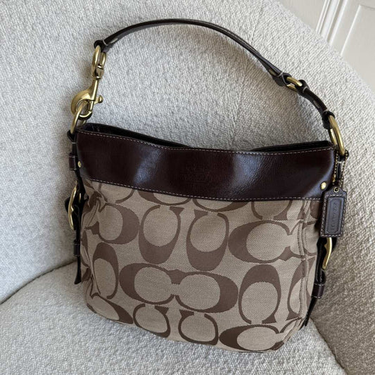 Coach Signature Stud Brown Shoulder Bag