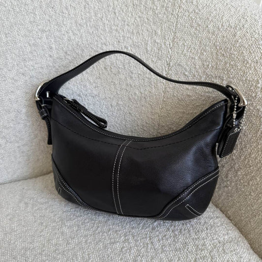 Coach Croissant Leather Black Shoulder Bag
