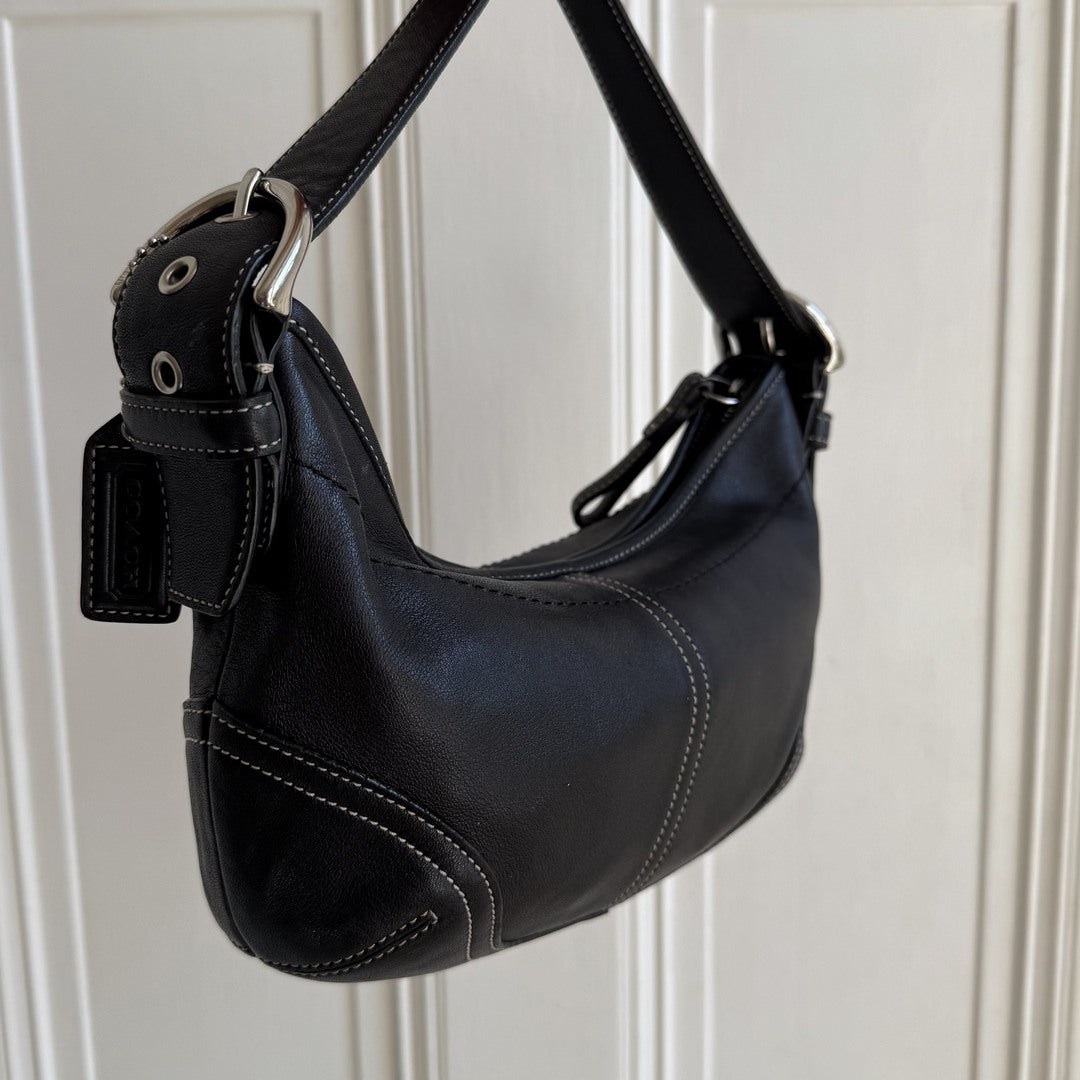 Coach Croissant Leather Black Shoulder Bag