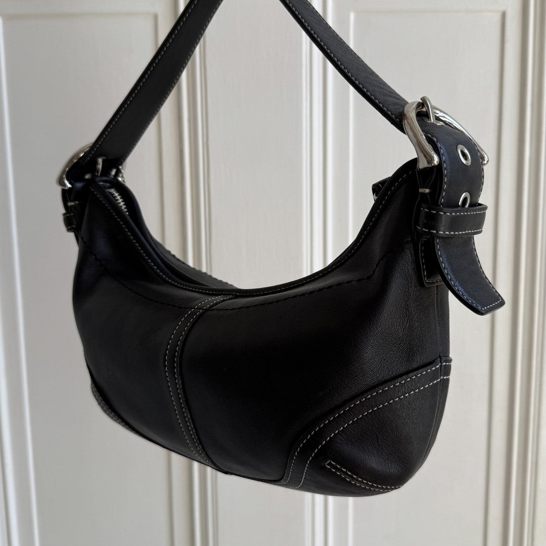 Coach Croissant Leather Black Shoulder Bag