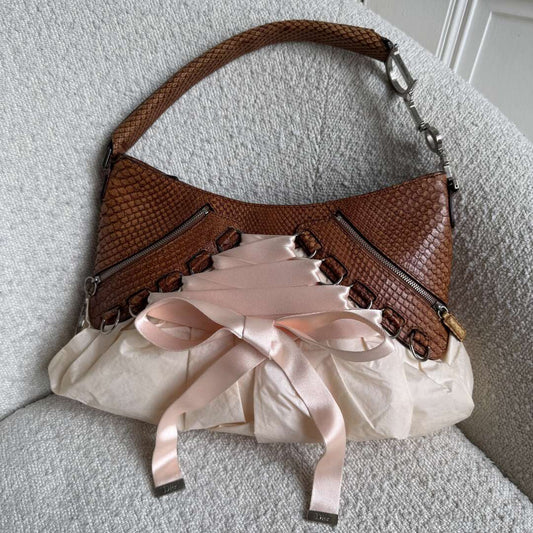 Rare Dior Corset Ballerina Python Leather Shoulder Bag