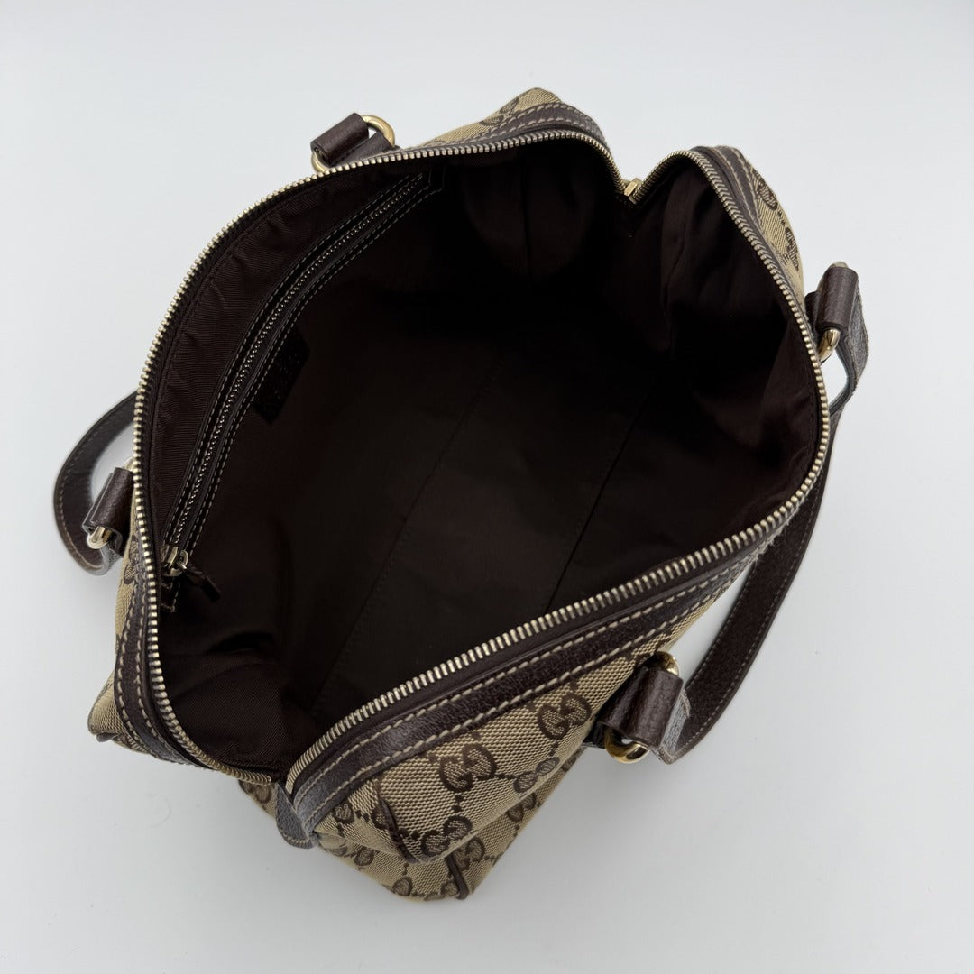 Gucci GG Canvas Charmy Boston Brown Shoulder Bag