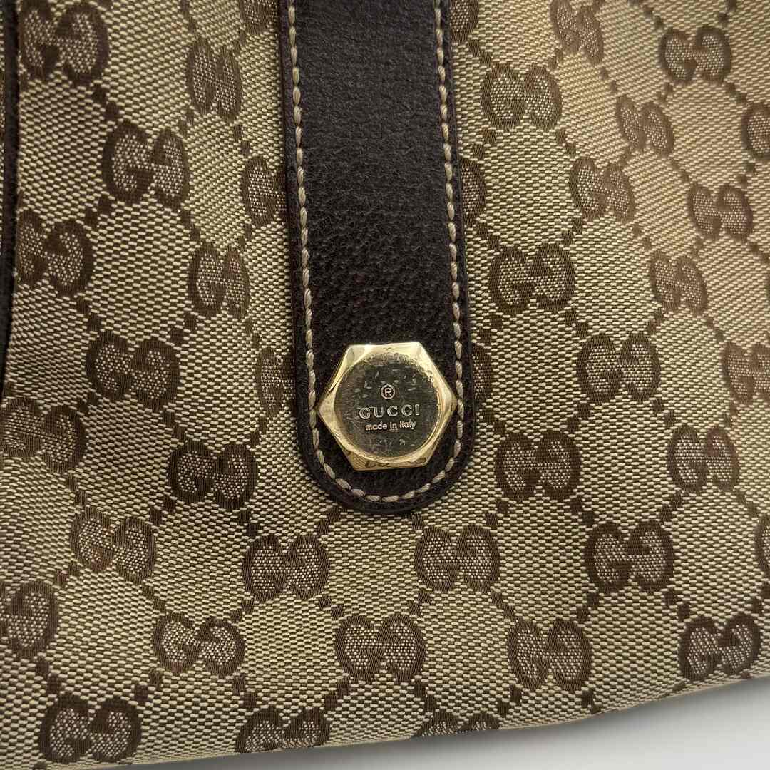 Gucci GG Canvas Charmy Boston Brown Shoulder Bag