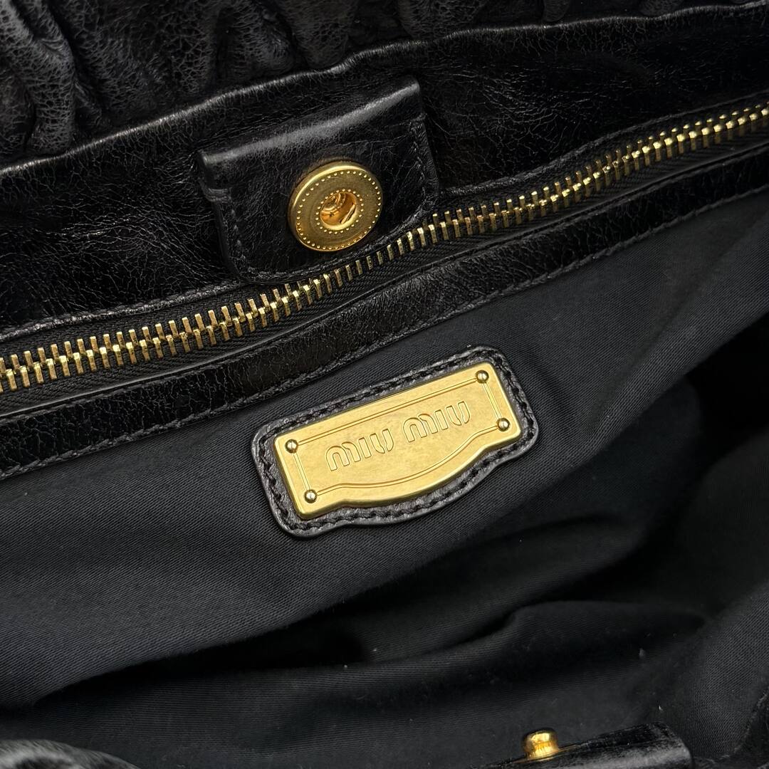 Miu Miu Vitello Black Leather Handbag