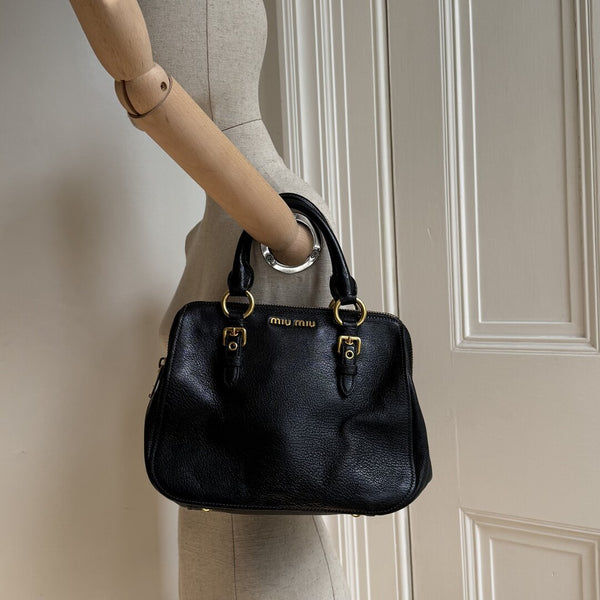 Miu Miu Madras Leather Black Handbag