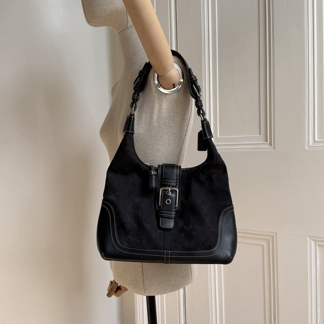 Coach Signature Hamilton Hobo Black Shoulder Bag