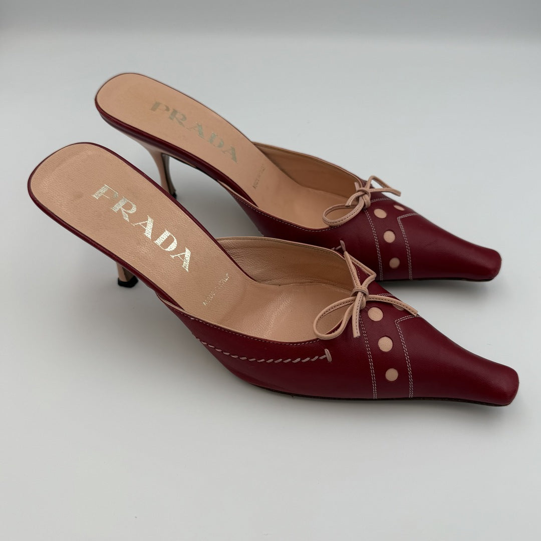 Archive Prada Red Bow Kitten Heels