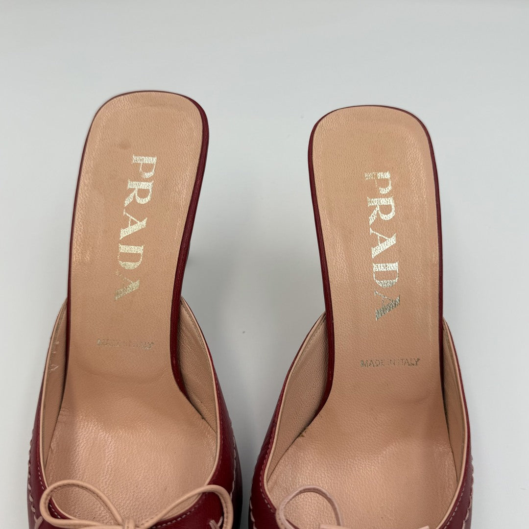 Archive Prada Red Bow Kitten Heels