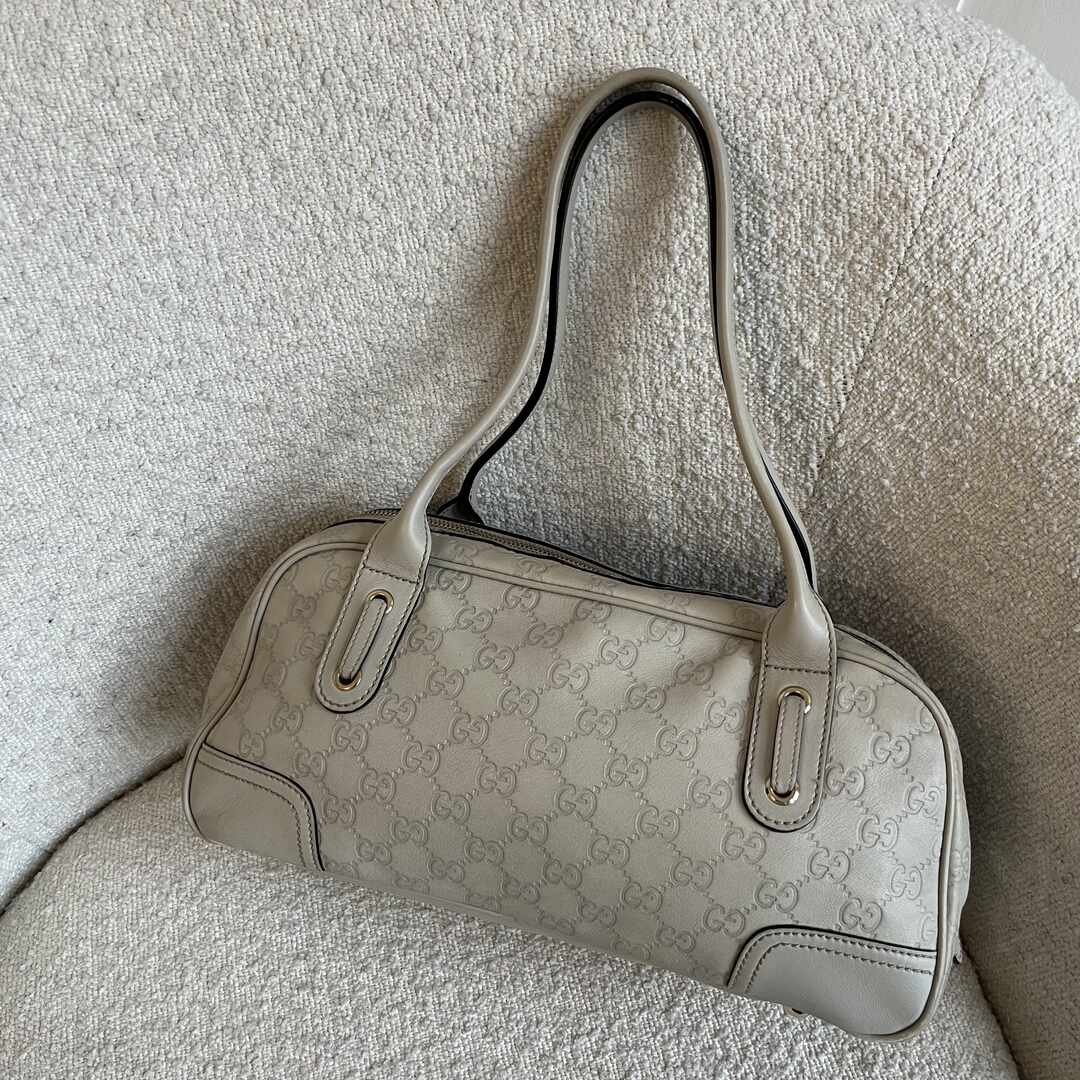 Gucci Guccissima Princy Leather Cream Shoulder Bag