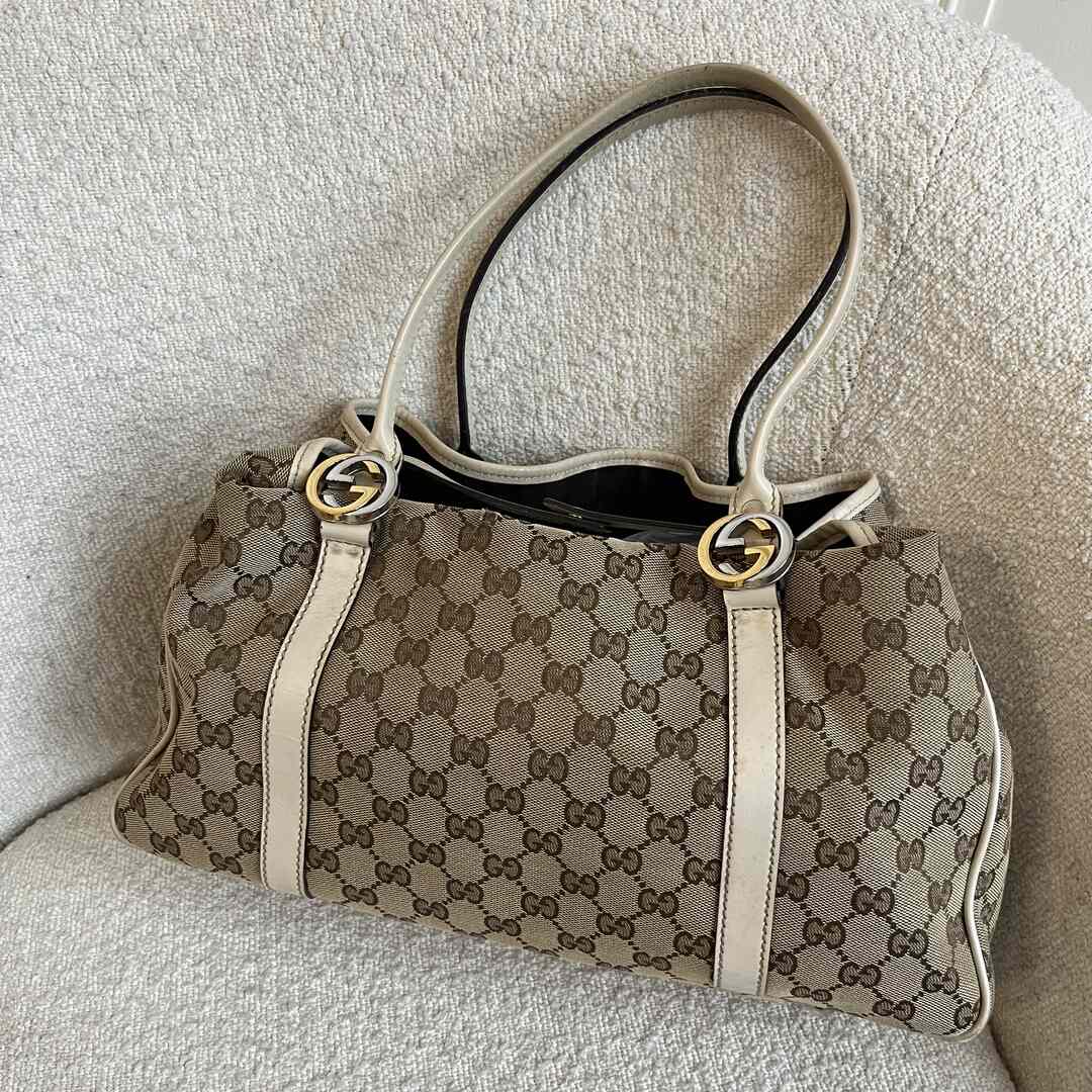 Gucci GG White Twins Tote Bag