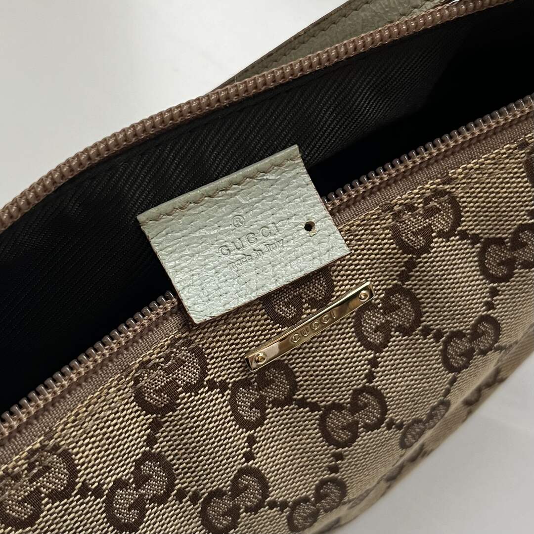 Gucci Monogram Sage Green Boat Pochette Handbag