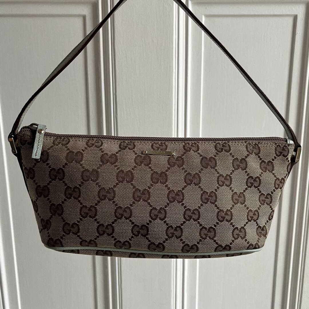 Gucci Monogram Sage Green Boat Pochette Handbag