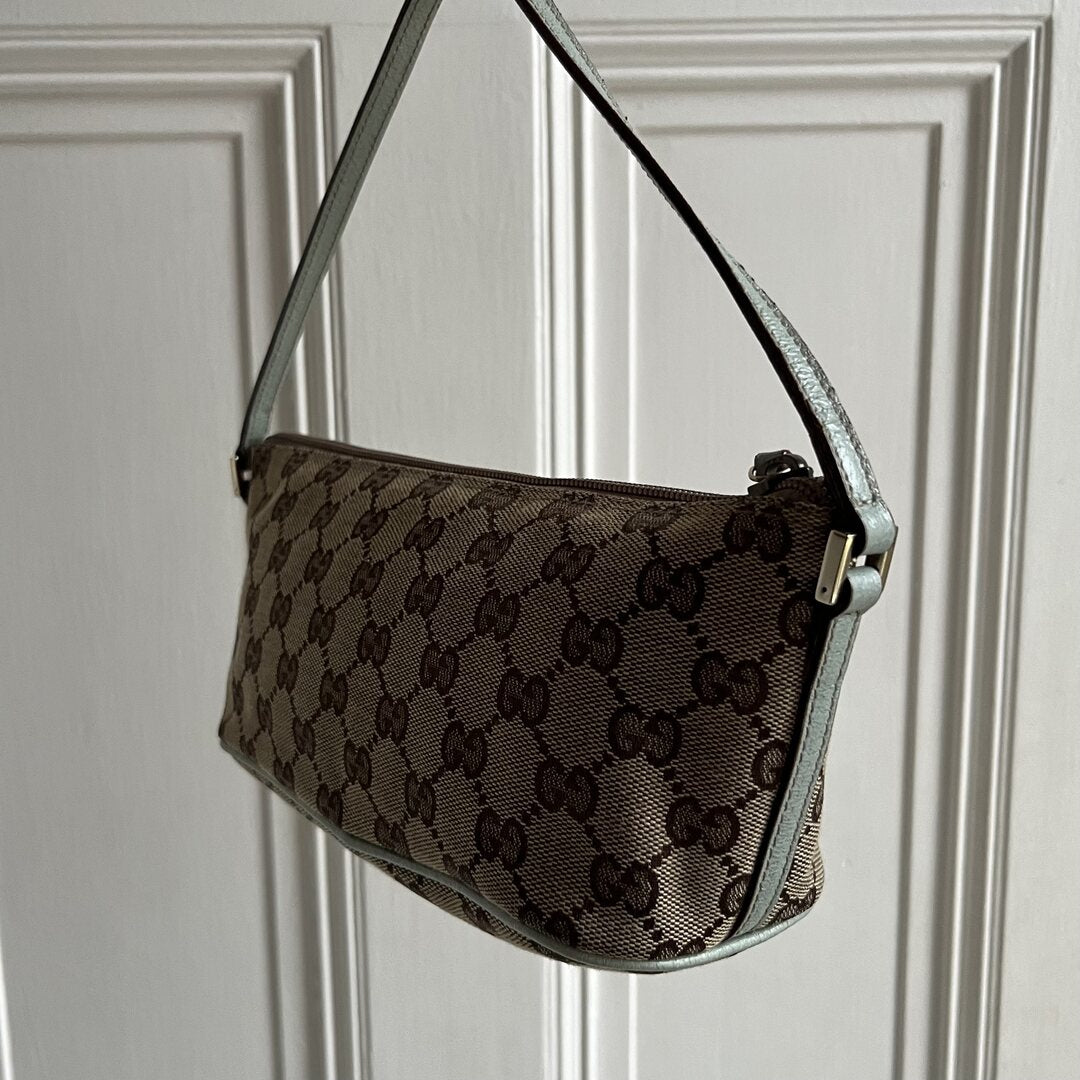 Gucci Monogram Sage Green Boat Pochette Handbag