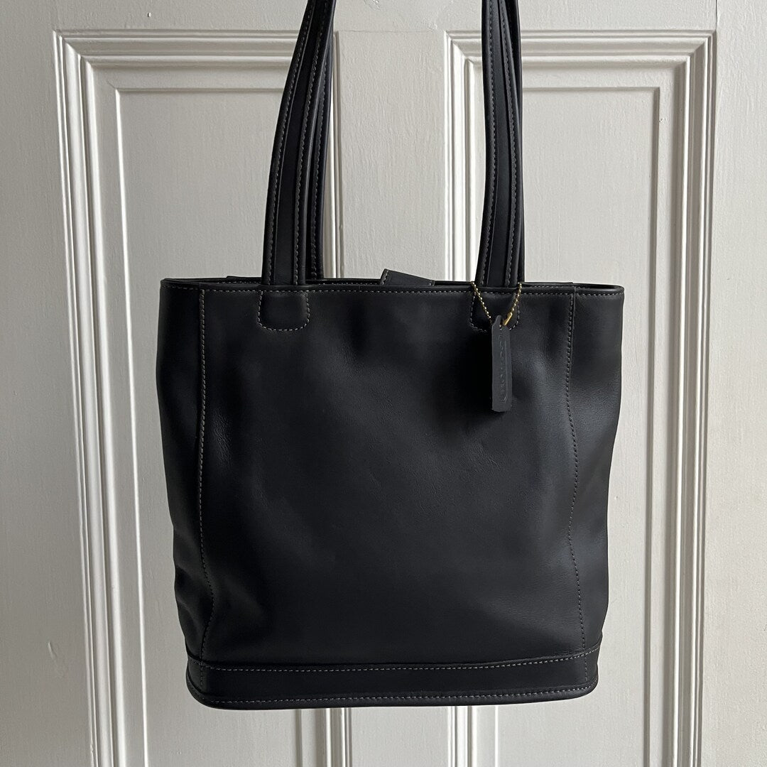 90s Coach Leather Black Tote Bag