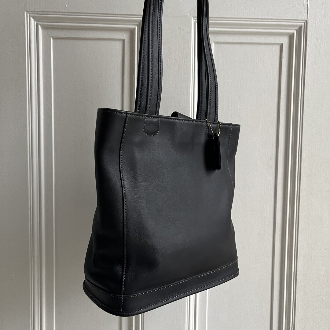 90s Coach Leather Black Tote Bag