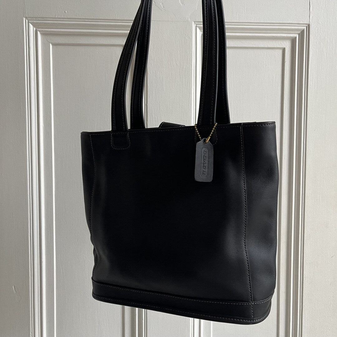 90s Coach Leather Black Tote Bag