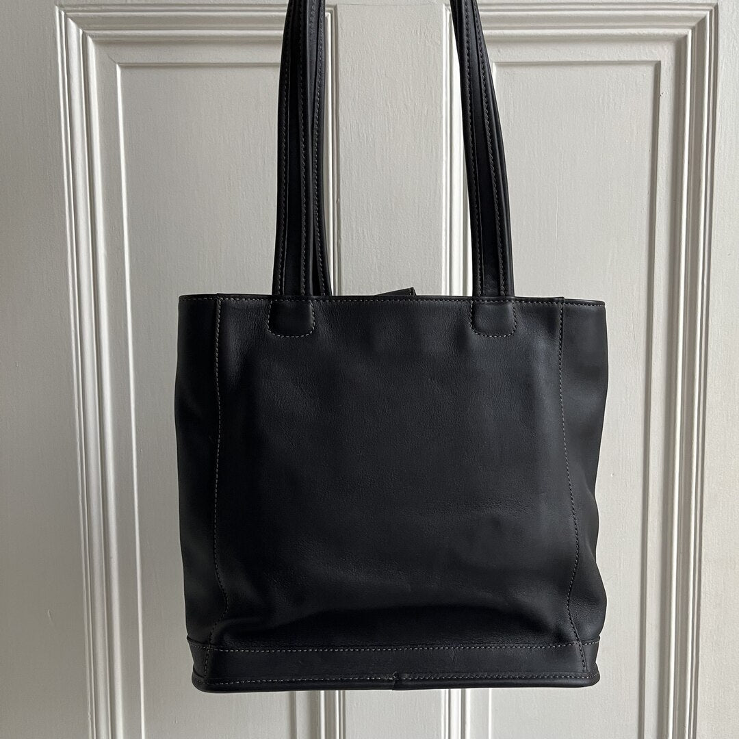 90s Coach Leather Black Tote Bag