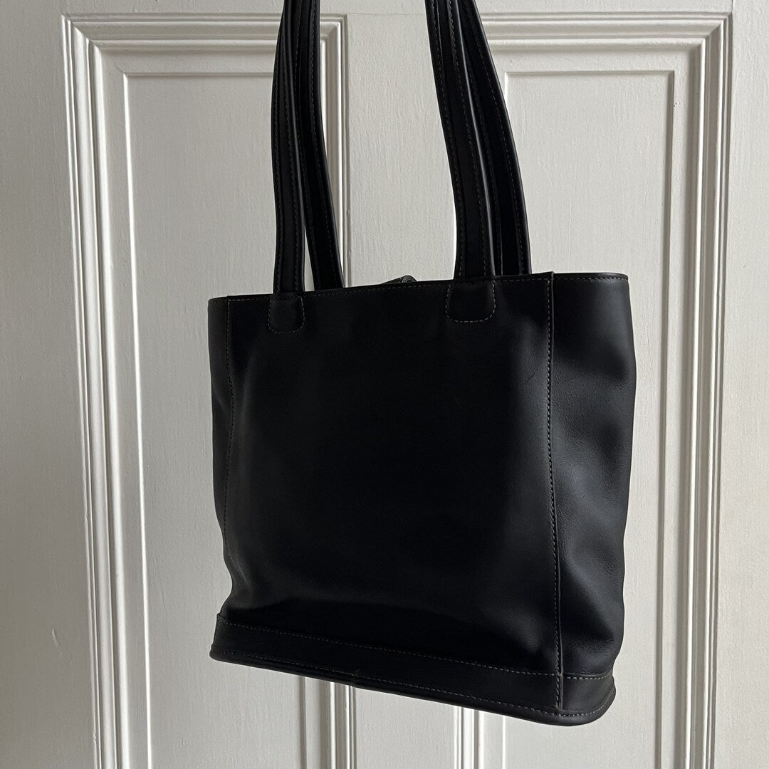 90s Coach Leather Black Tote Bag