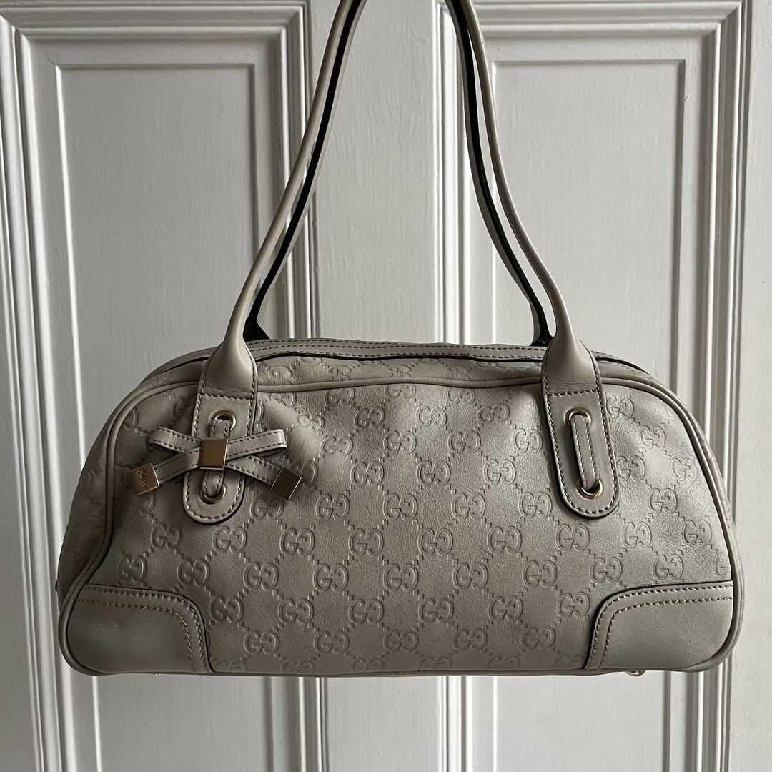 Gucci Guccissima Princy Leather Cream Shoulder Bag