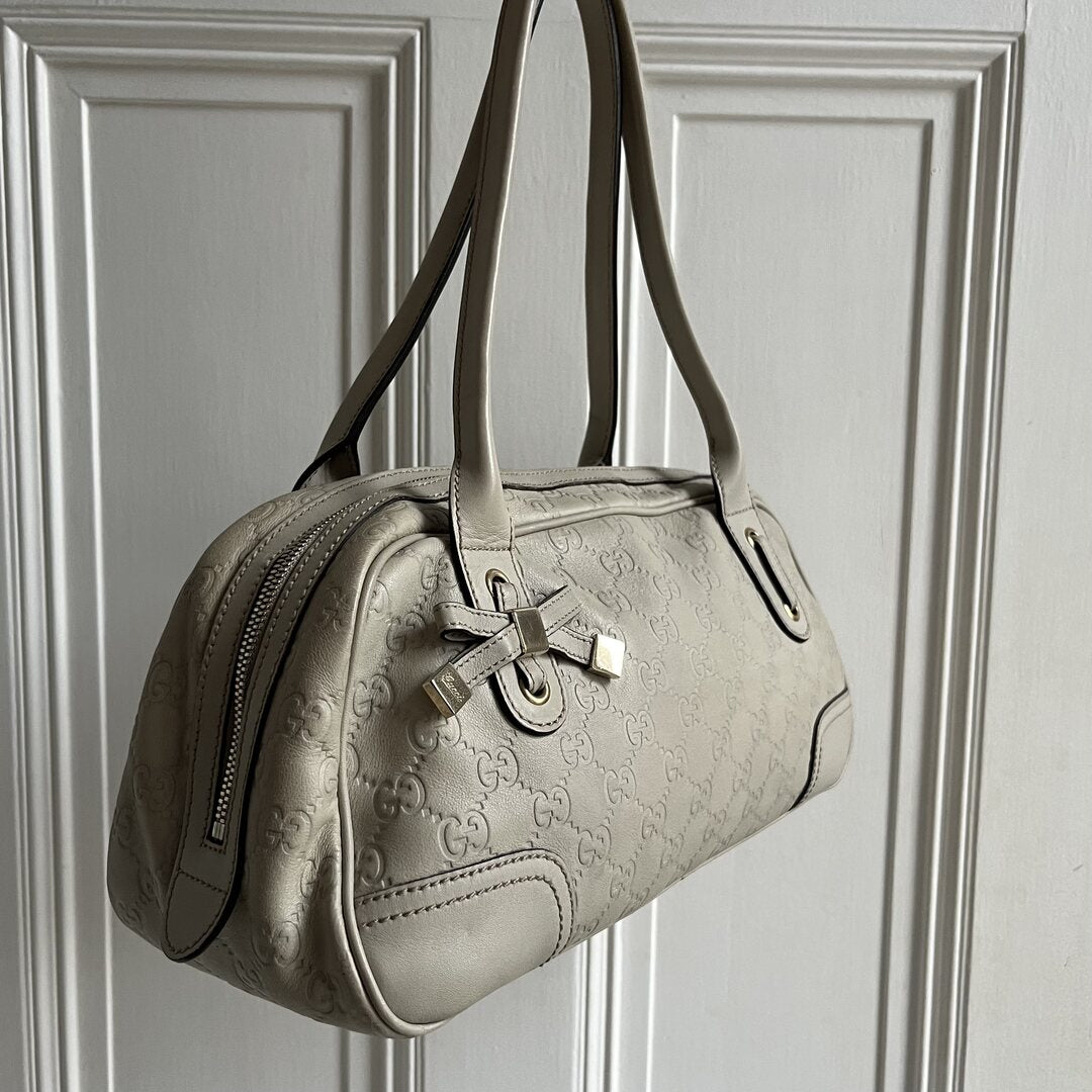 Gucci Guccissima Princy Leather Cream Shoulder Bag