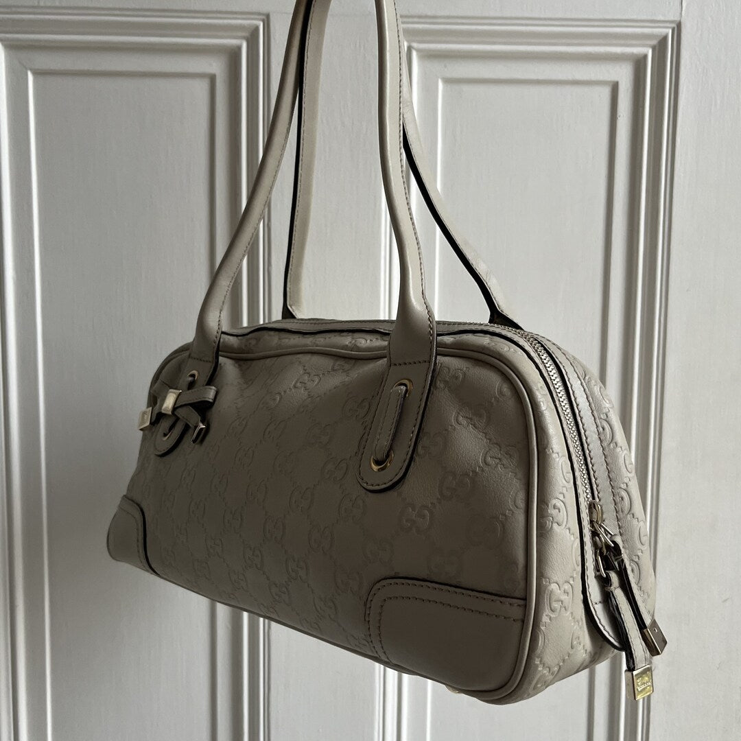 Gucci Guccissima Princy Leather Cream Shoulder Bag