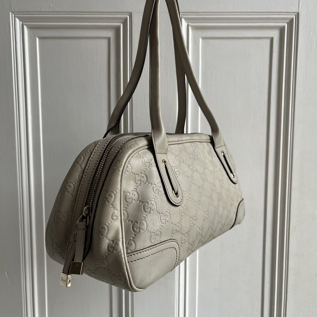 Gucci Guccissima Princy Leather Cream Shoulder Bag