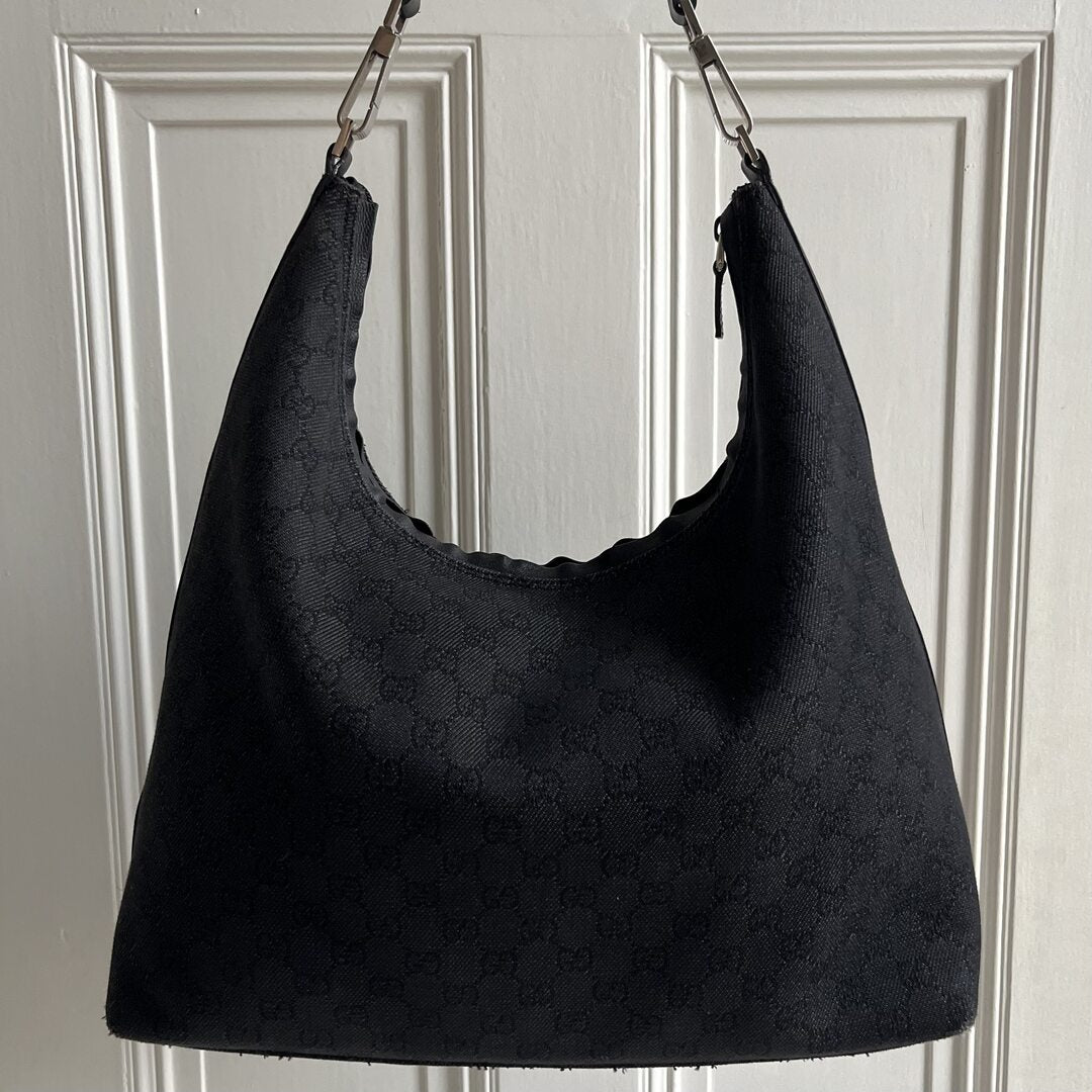 Gucci GG Canvas Hobo Black Shoulder Bag