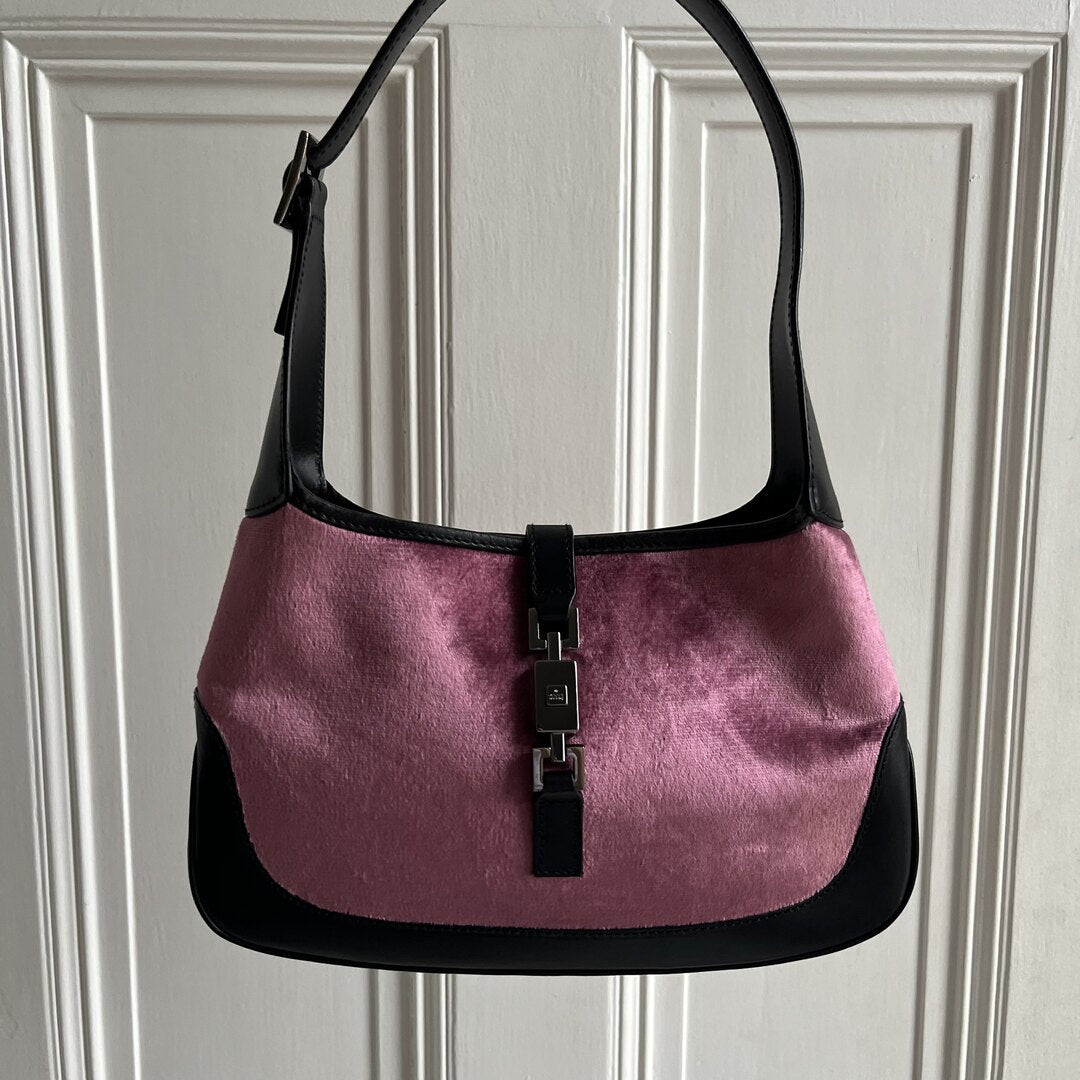 Gucci Pink Velvet Jackie Shoulder Bag